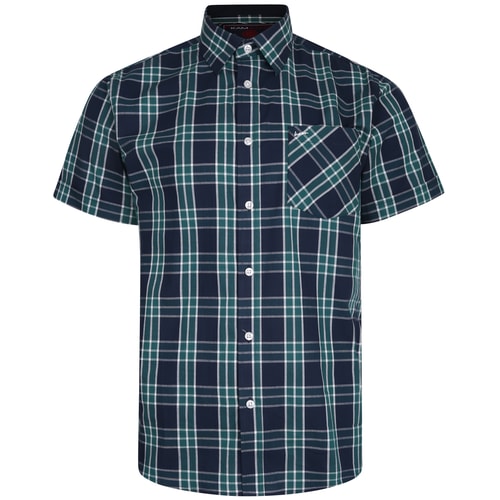 KAM Casual Check Short Sleeve Shirt Navy